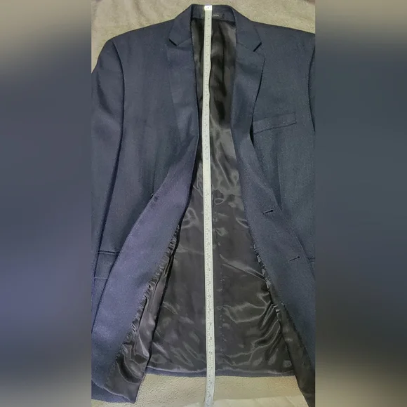 Calvin Klein Blazer Mens Blue Size 42R Herringbone Pattern - Picture 3 of 8